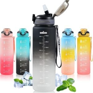 Sports Water Bottle with Straw,Plastic Drinks Bottle